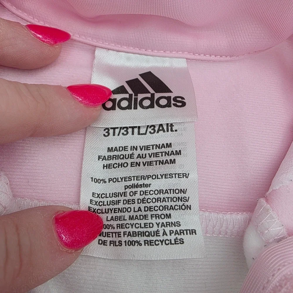 Adidas Girls Track Jacket Pink White Black Colorblock Full Zip 3T